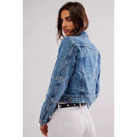 #290 NWT- Free People x We‎ The Free Rumors Denim Trucker Jacket SIze:SM